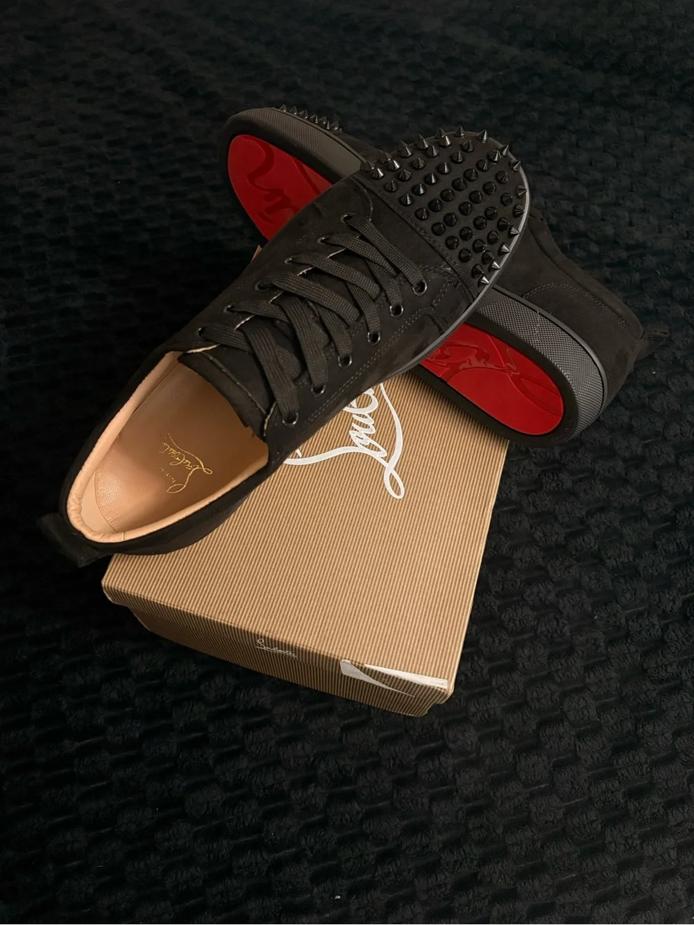 Christian Louboutin Black Studded Low-Top Sneakers